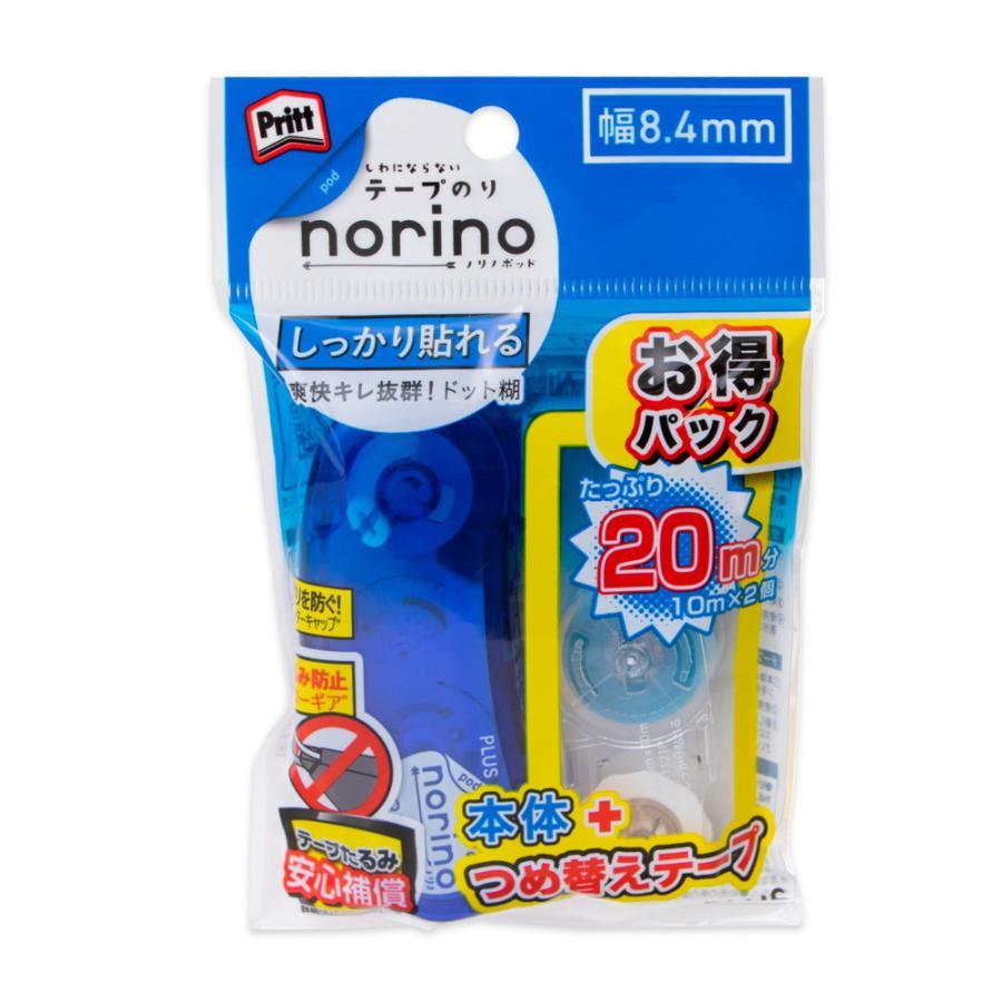 プラス PLUS テープのり プリット ノリノポッド ドット 「しっかり貼れる」 8.4mm幅 本体+つめ替え 徳用 TG-1121-11 | PLUS
