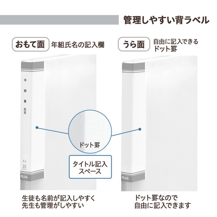プラス PLUS 年組氏名 クリアーファイル 20ポケット クリアー FL-201SF 84-866 | PLUS | 02