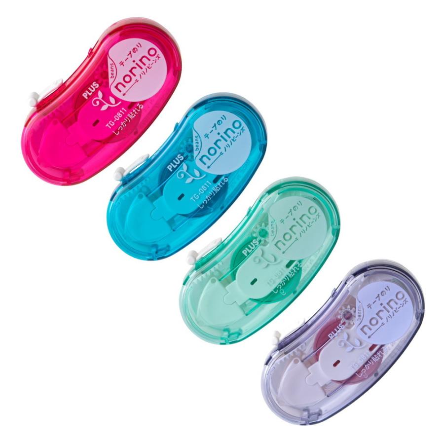プラス PLUS テープのり ノリノビーンズ しっかり貼れる クリアアソート 3+1個 TG-0811-4 54-419 | PLUS