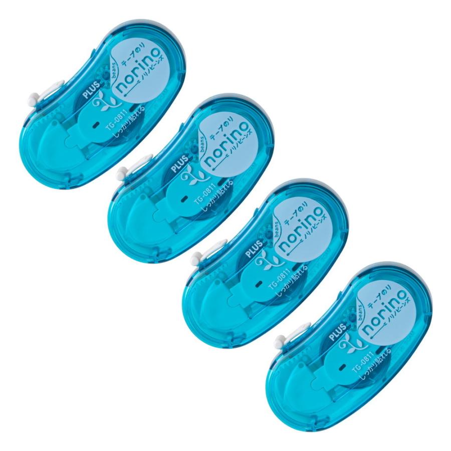プラス PLUS テープのり ノリノビーンズ しっかり貼れる クリアブルー 3+1個 TG-0811-4 54-421 | PLUS
