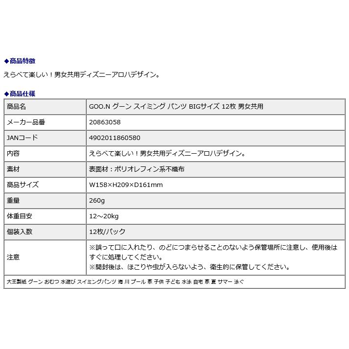 大王製紙 GOO.N グーン スイミング パンツ BIGサイズ 12枚 男女共用 20863058 | GOO.N | 06