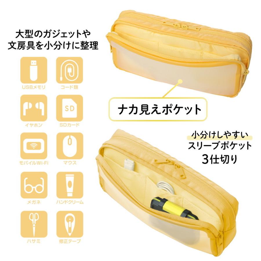 プラス PLUS ナカ見え　ガジェットポーチＬ　イエロー | PLUS | 03