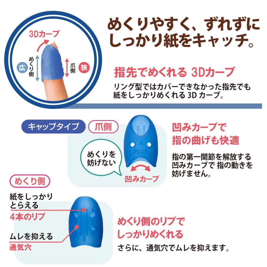 プラス PLUS 紙めくり 指サック メクリッコキャッチS タイプミックス ネイビーブルー KM-301CAR | PLUS | 04