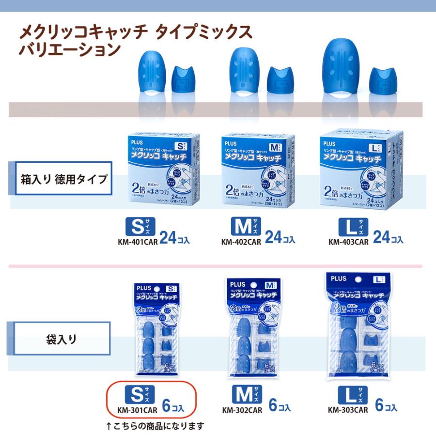 プラス PLUS 紙めくり 指サック メクリッコキャッチS タイプミックス ネイビーブルー KM-301CAR | PLUS | 07