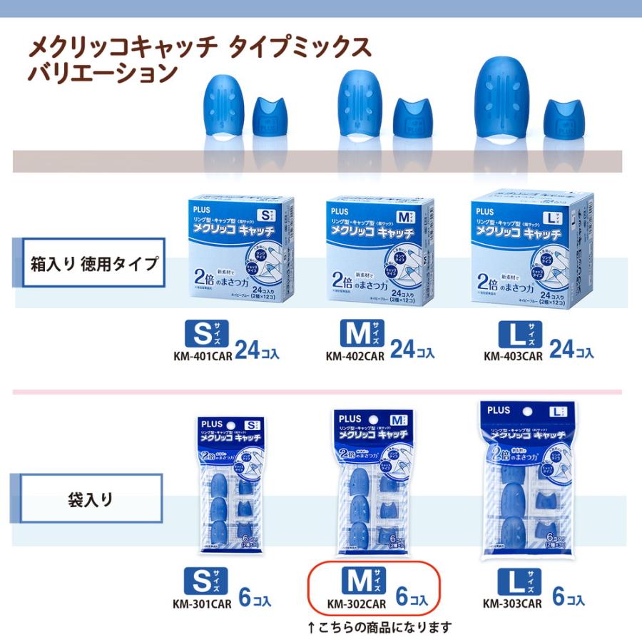 プラス PLUS 紙めくり 指サック メクリッコキャッチM タイプミックス ネイビーブルー KM-302CAR | PLUS | 07