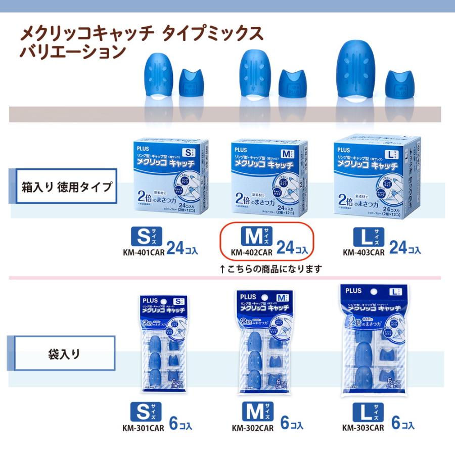 プラス PLUS 紙めくり 指サック メクリッコキャッチM タイプミックス ネイビーブルー 箱入り KM-402CAR | PLUS | 07