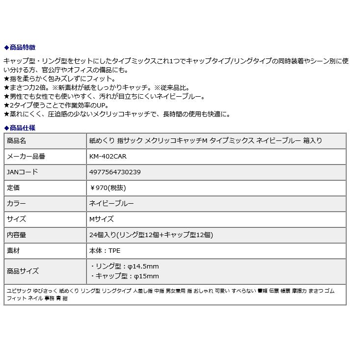 プラス PLUS 紙めくり 指サック メクリッコキャッチM タイプミックス ネイビーブルー 箱入り KM-402CAR | PLUS | 08