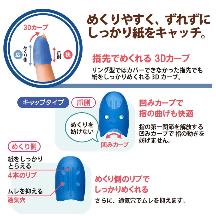 プラス PLUS 紙めくり 指サック メクリッコキャッチL タイプミックス ネイビーブルー 箱入り KM-403CAR | PLUS | 04