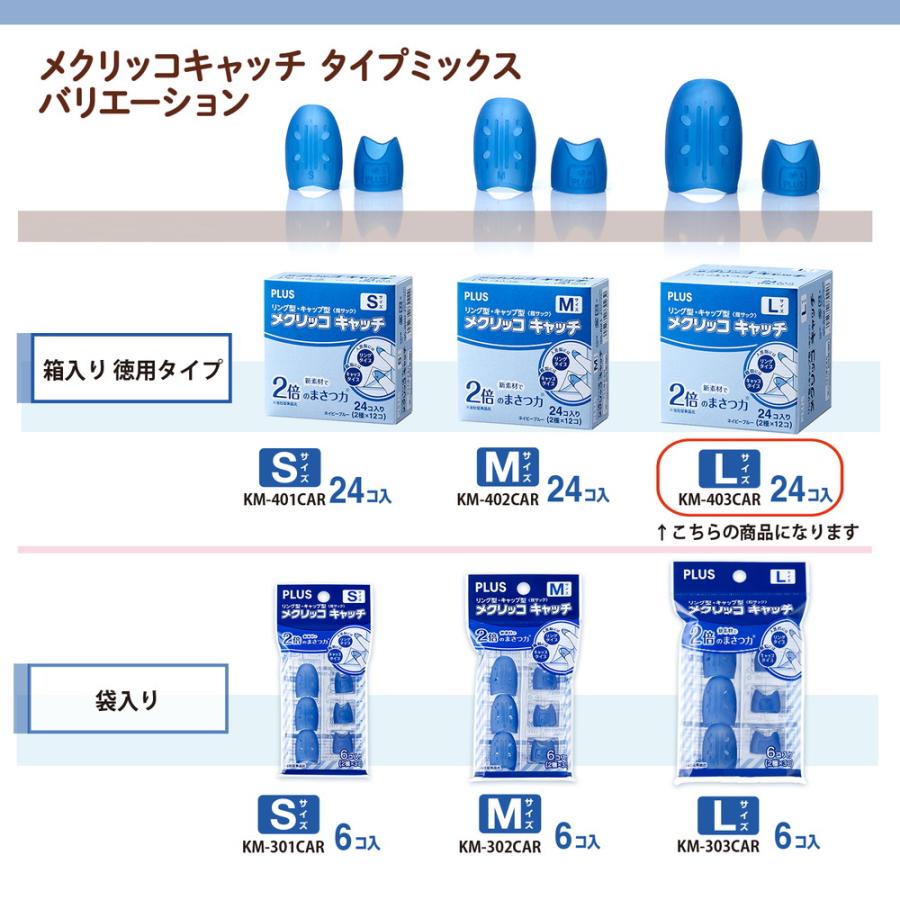 プラス PLUS 紙めくり 指サック メクリッコキャッチL タイプミックス ネイビーブルー 箱入り KM-403CAR | PLUS | 07