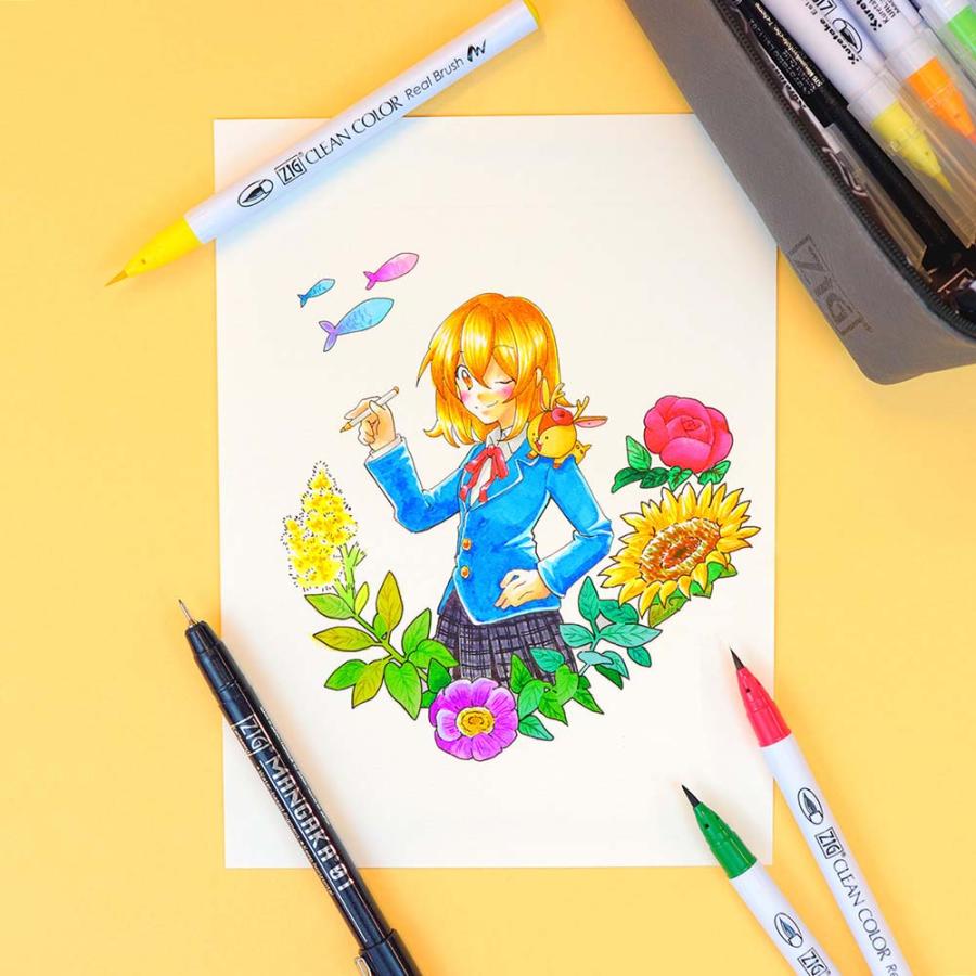 リアルブラッシュ＋MANGAKA ポーチ付セット 小 | 呉竹 | 04