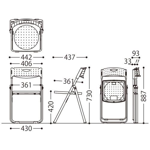 アイリスチトセ 折畳イス CAL-X01S パッドなし 128238 | アイリスチトセ | 03