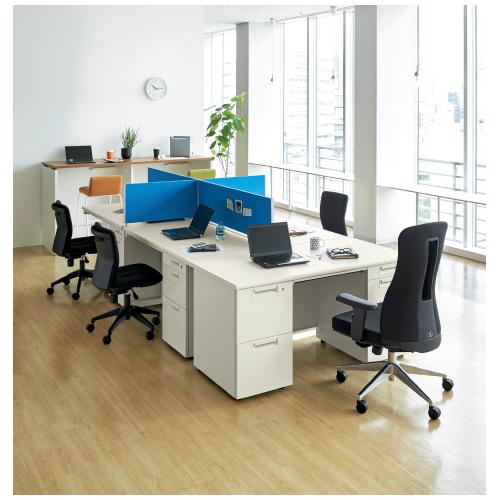 プラス 両袖机 JS-147D-32 LGY エルグレー 346223 | PLUS | 01