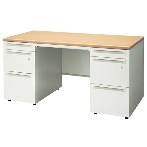 プラス 両袖机 UJ-147D-33 WM/W4 W1400 706477 | PLUS