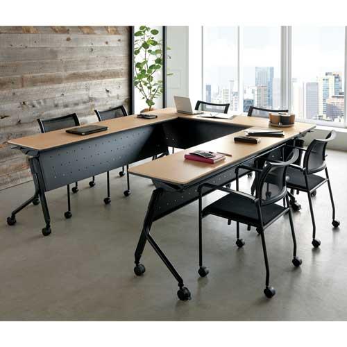 プラス 会議テーブル リネロ2 LD-515 WM/BK 706526 | PLUS | 01