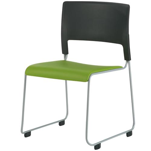 CMC(中央可鍛工業) 会議イス MO-17 GR ブラック/グリーン 707041 | ブランド登録なし