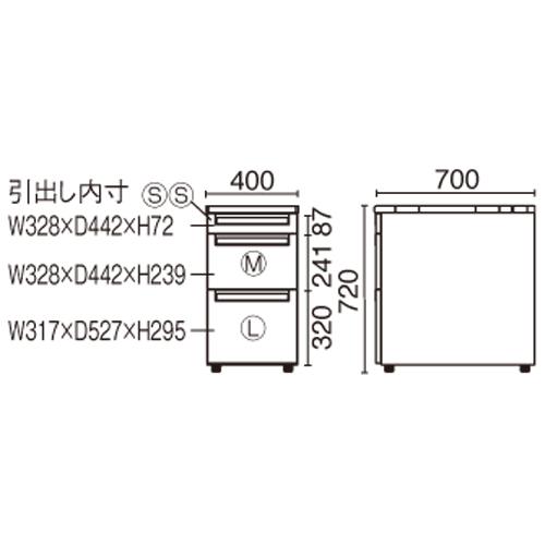 プラス 脇机3段 UJ-047D-D3 WS/W4 引出D 740052 | PLUS | 02