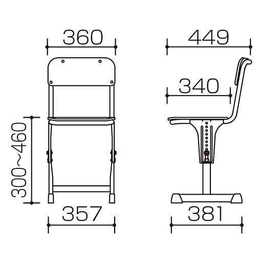 プラス 学生イス PDS-NEC 可動式 754731 | PLUS | 01