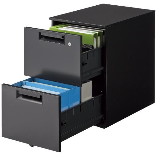 プラス キャビネット2段 JS-046SC-A2 TBK ブラック 768395 | PLUS | 02