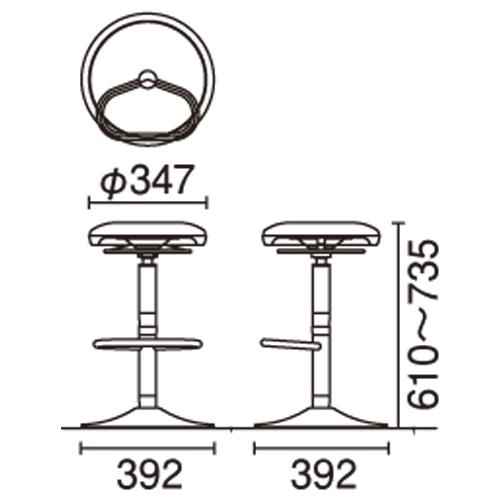 CMC(中央可鍛工業) ハイスツール CN-05GRF グリーン 布張り 869259 | ブランド登録なし | 03