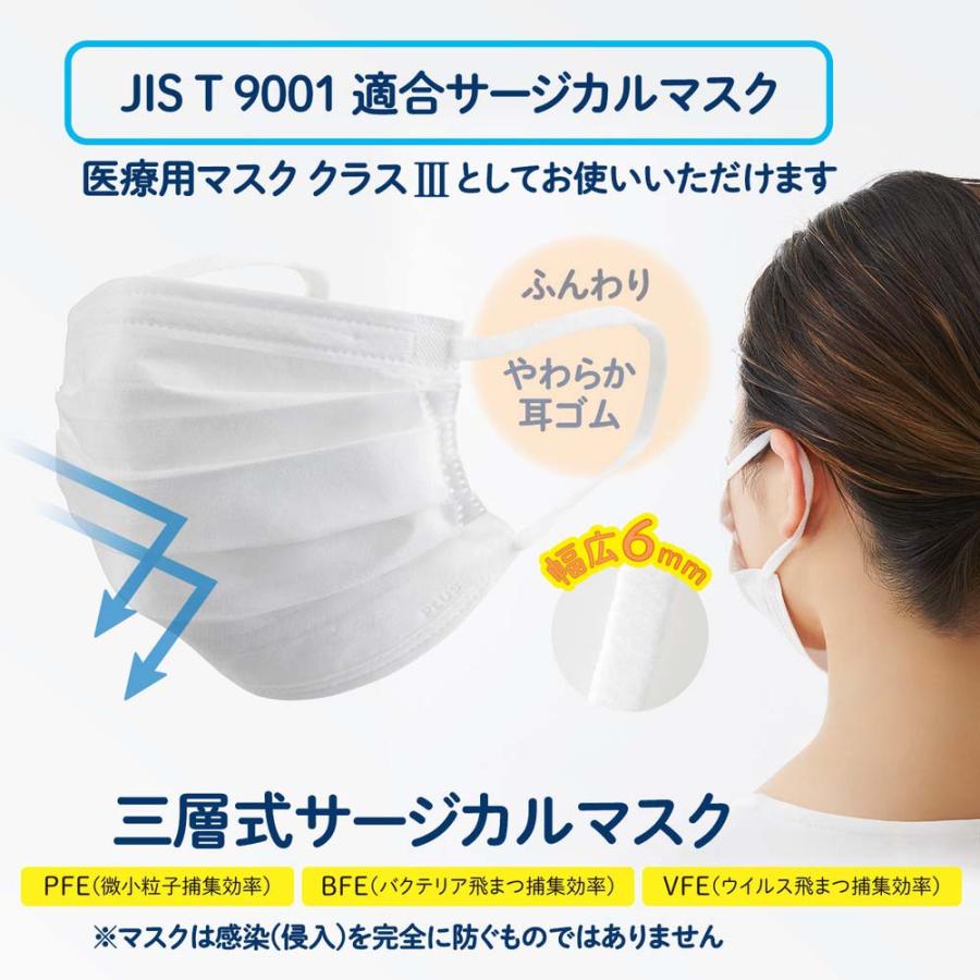 プラス PLUS マスク 肌にふんわりマスク (JIS規格 医療用マスク クラスIII適合) 50枚入り ふつうサイズ 98660 地震 災害 防災 | PLUS | 02