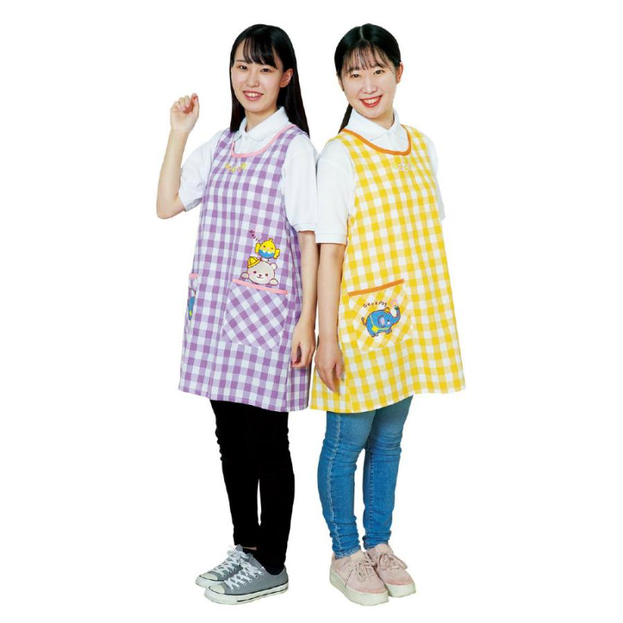 アーテック アニマルギンガムチェックエプロン パープル #9537 幼保 先生向け | ブランド登録なし | 01
