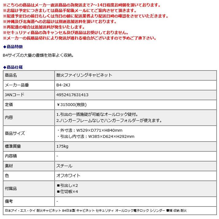 日本アイ・エス・ケイ 耐火ファイリングキャビネット B4-2KJ 地震 災害 防災 | 日本アイ・エス・ケイ | 01