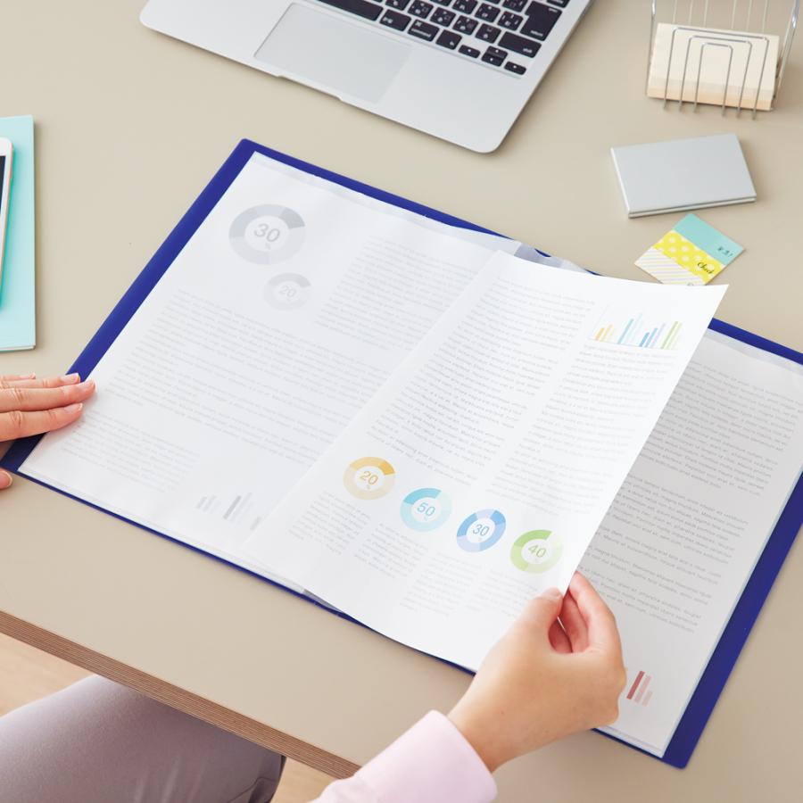 LIHIT LAB.＜リヒトラブ＞ CUBE FIZZ クリヤーブック ＜サイドベンツ＞ A4／A3 ピンク N6004-12 クリアファイル 便利 付箋 横から | LIHIT LAB. | 04