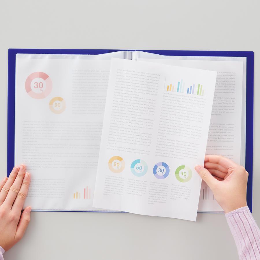 LIHIT LAB.＜リヒトラブ＞ CUBE FIZZ クリヤーブック ＜サイドベンツ＞ A4／A3 ピンク N6004-12 クリアファイル 便利 付箋 横から | LIHIT LAB. | 05