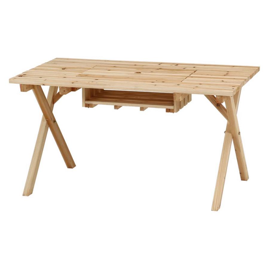 不二貿易 BBQテーブル&ベンチセット コンロスペース付き 軽量 クリア塗装 84524 | 不二貿易 | 01