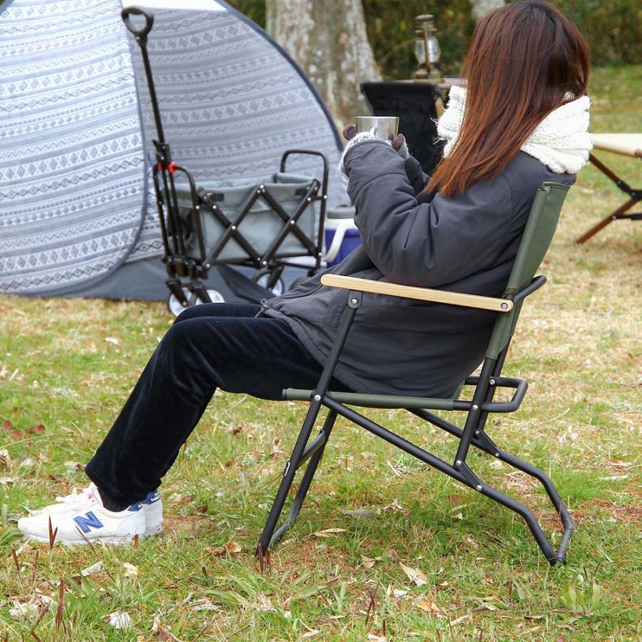 不二貿易 木製アームレスト 折りたたみチェア ローバーチェア ロータイプ オリーブ 85918 | 不二貿易 | 05