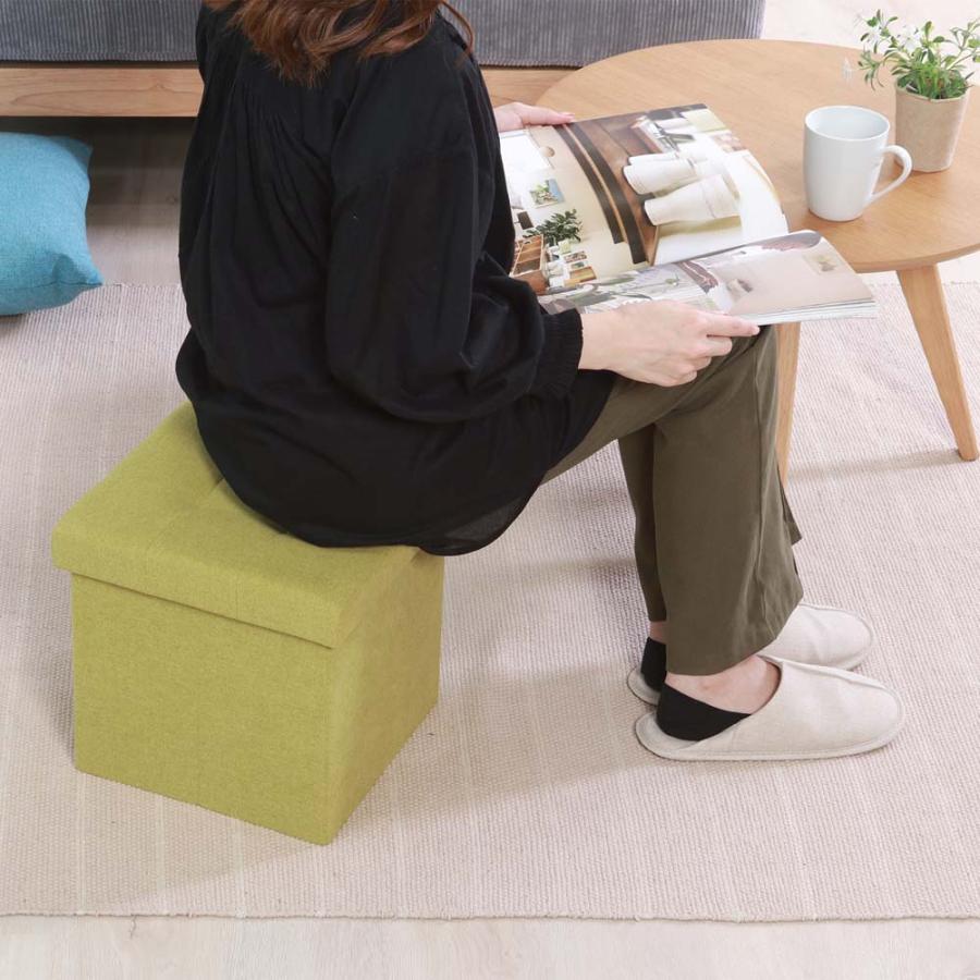 不二貿易 収納スツール 30cm ウール調 リーフグリーン 28093 | 不二貿易 | 04