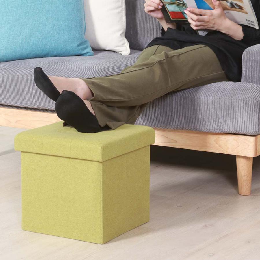 不二貿易 収納スツール 30cm ウール調 リーフグリーン 28093 | 不二貿易 | 05
