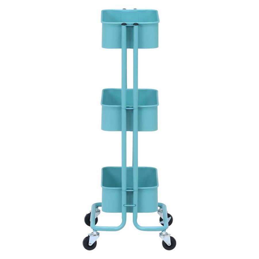 不二貿易 キッチンワゴン バスケット3段 スリム ターコイズブルー 14715 | 不二貿易 | 02