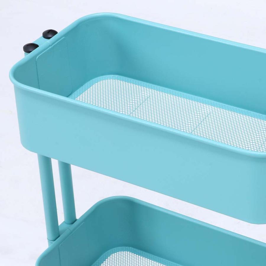不二貿易 キッチンワゴン バスケット3段 スリム ターコイズブルー 14715 | 不二貿易 | 03