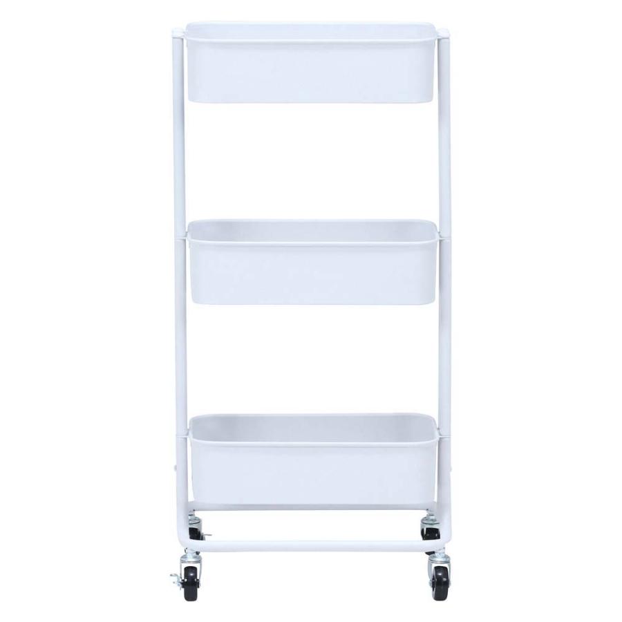 不二貿易 キッチンワゴン バスケット3段 スリム ホワイト 14716 | 不二貿易 | 01