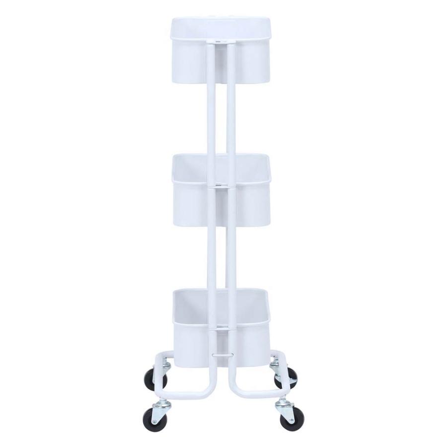 不二貿易 キッチンワゴン バスケット3段 スリム ホワイト 14716 | 不二貿易 | 02