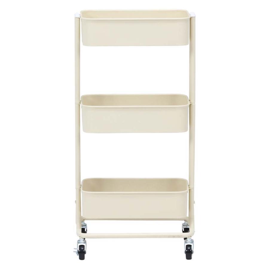 不二貿易 キッチンワゴン バスケット3段 スリム アイボリー 14717 | 不二貿易 | 01
