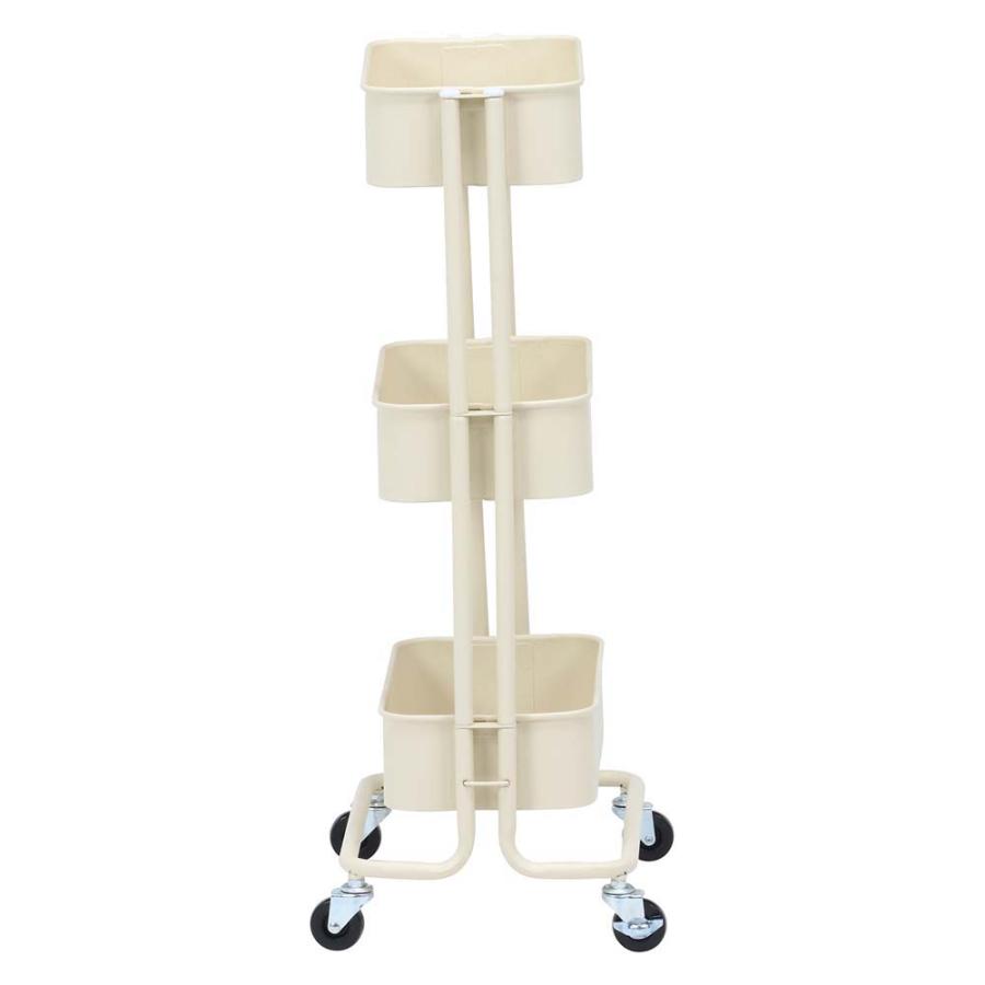 不二貿易 キッチンワゴン バスケット3段 スリム アイボリー 14717 | 不二貿易 | 02