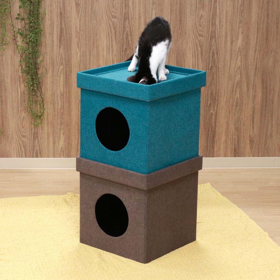 不二貿易 ペットハウスキューブ2段 ブルー / ブラウン 53712 | 不二貿易 | 06