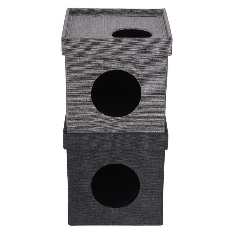 不二貿易 ペットハウスキューブ2段 グレー / ブラック 53713 | 不二貿易 | 01