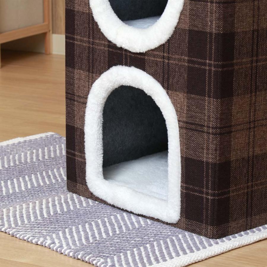 不二貿易 ペットハウス 2ルーム ルーフベッド付 ブラウンチェック 53721 | 不二貿易 | 03