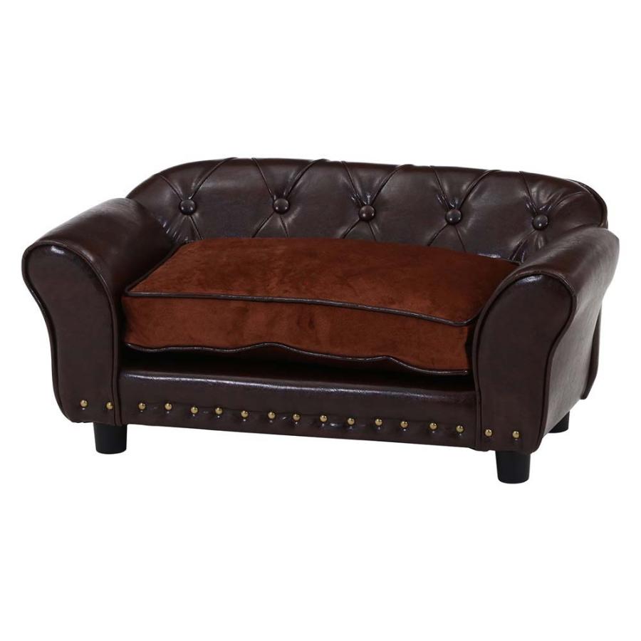 不二貿易 ペットカウチソファ(チェスターフィールド風) ブラウン 45233 | 不二貿易