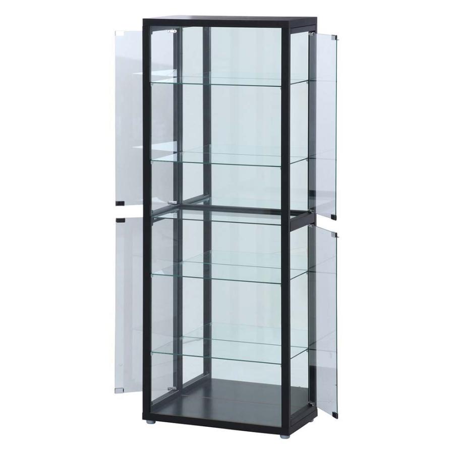 不二貿易 ガラスコレクションケース6段  4つ扉 大型 ブラック 98884 | 不二貿易 | 01