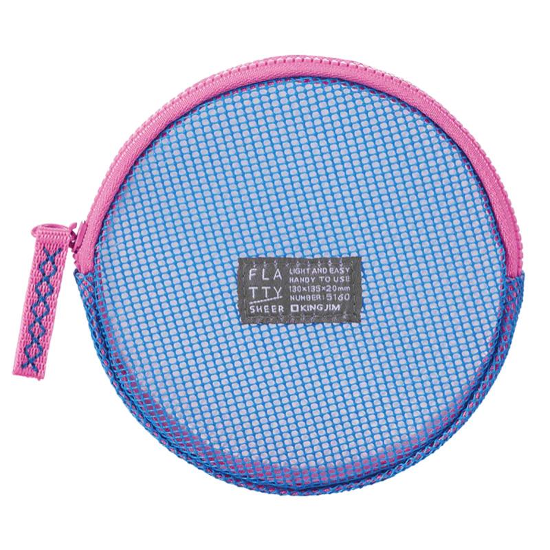 キングジム＜KING JIM＞ FLATTY(フラッティ) SHEER シアー メッシュポーチ Sサイズ アオ No.5160 5160アオ | KING JIM