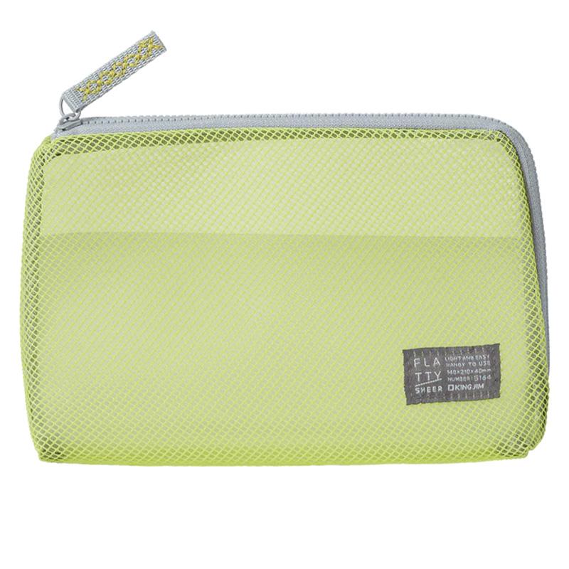 キングジム＜KING JIM＞ FLATTY(フラッティ) SHEER シアー メッシュポーチ Mサイズ キイロ No.5164 5164キイ | KING JIM