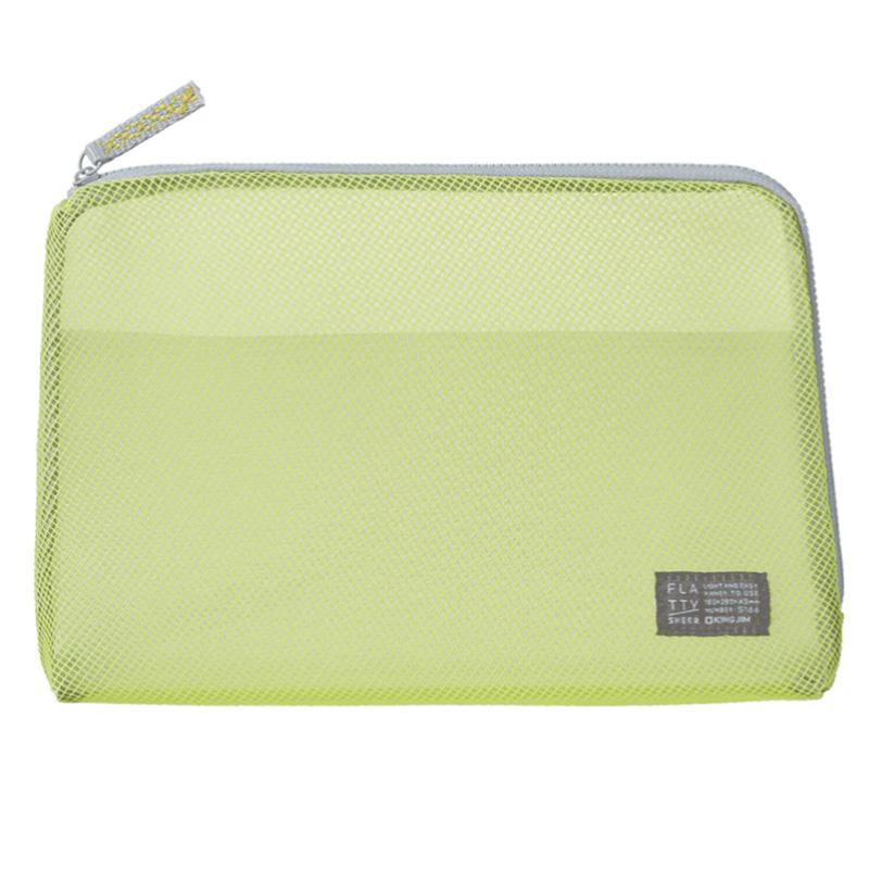 キングジム＜KING JIM＞ FLATTY(フラッティ) SHEER シアー メッシュポーチ Lサイズ キイロ No.5166 5166キイ | KING JIM