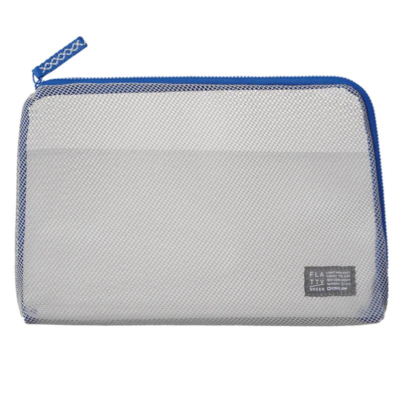 キングジム＜KING JIM＞ FLATTY(フラッティ) SHEER シアー メッシュポーチ Lサイズ グレー No.5166 5166クレ | KING JIM