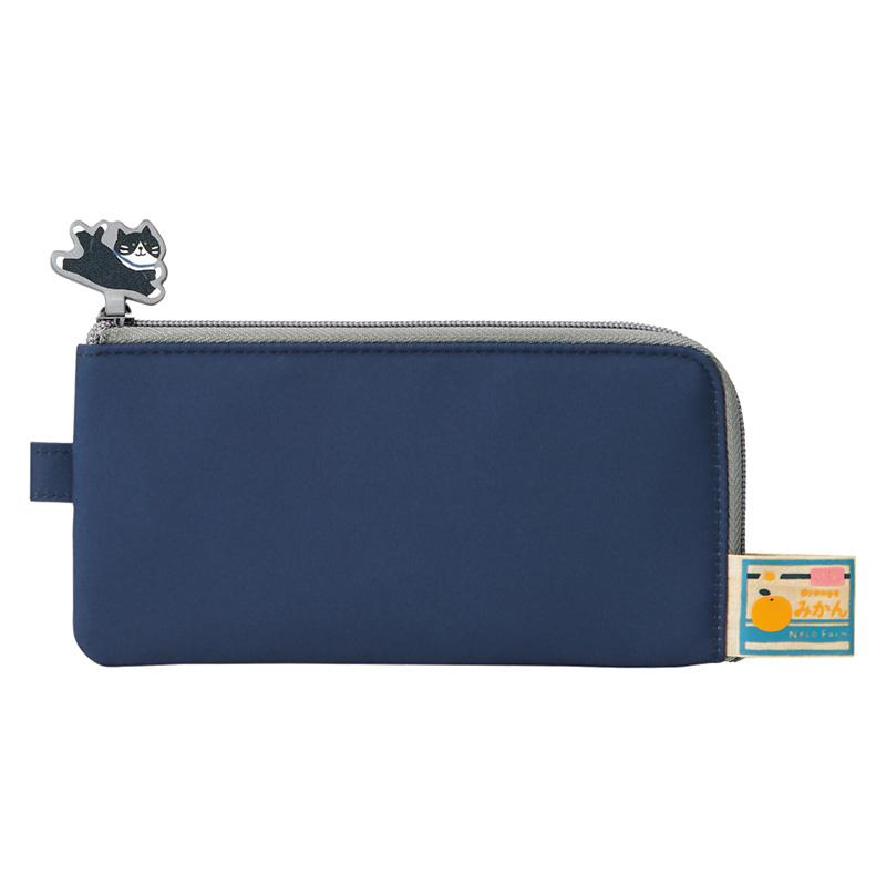 LIHIT LAB.＜リヒトラブ＞ にゃんシーン フラットペンポーチ インディゴブルー A2221-11 | LIHIT LAB.