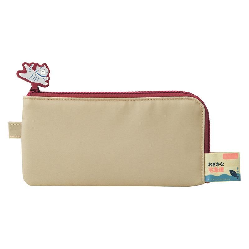 LIHIT LAB.＜リヒトラブ＞ にゃんシーン フラットペンポーチ ビスケットベージュ A2221-16 | LIHIT LAB.