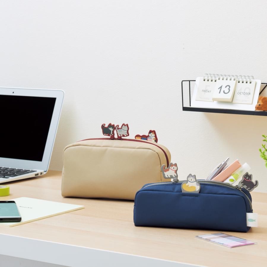 LIHIT LAB.＜リヒトラブ＞ にゃんシーン ボックスペンポーチ Ｌ チャコールブラック A2224-24 | LIHIT LAB. | 02